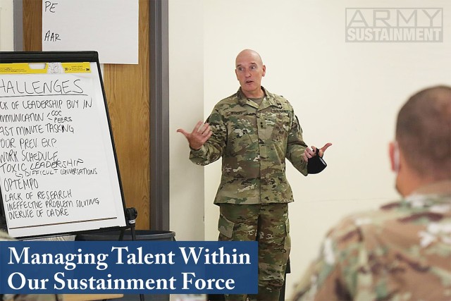 Maj. Gen. Rodney D. Fogg, CASCOM and Fort Lee commanding general, speaks to the first graduates of the Master Resilience Trainer Couse of the Ordnance Resiliency Training center, Sept. 3.