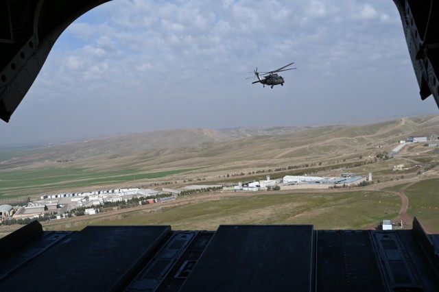 U.S. Soldiers with Task Force Gambler and Italian soldiers with Airmobile Task Group Griffon respond to a downed aircraft scenario during an aerial reaction force exercise. The exercise ensured the coalition partners’ cohesiveness in responding...