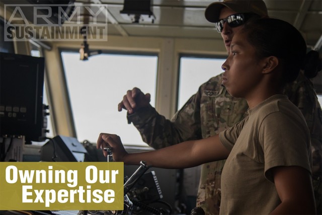 Warrant Officer Marcus Corum, Task Force 11, 7th Transportation Brigade (Expeditionary), and Sgt. Pilar Gonzalez, Task Force 11, 7th Transportation Brigade (Expeditionary) navigate U.S. Army Vessel Chickahominy, Landing Craft Utility 2011, during a Joint Readiness exercise Sept. 14, 2019. This JRE allows the Army to train transportation units, which are essential for deploying U.S. combat power around the world.