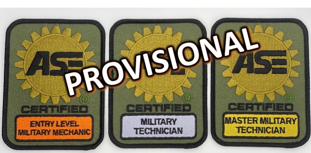 Mockup of ASE coverall patches. Colors, design, wear and appearance are in the developmental stages.   