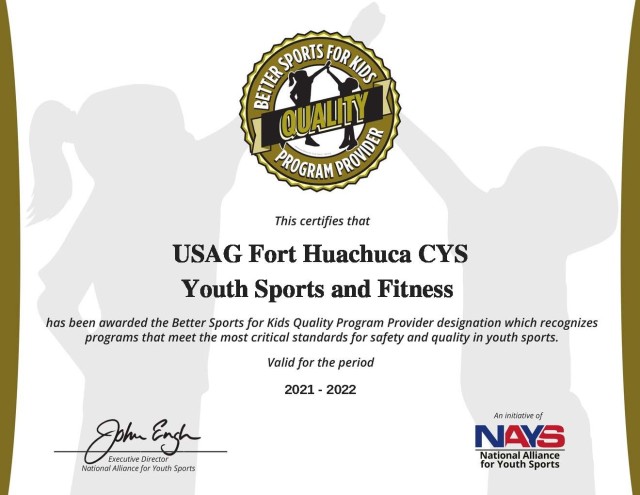 CYS Youth Sports, Fitness receives quality program provider designation