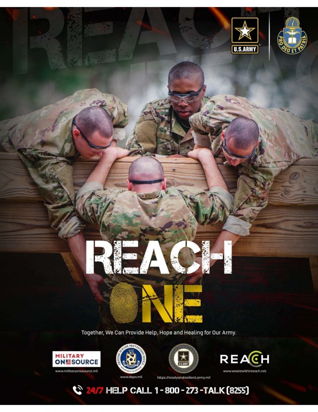 Reach One Suicide Prevention Poster, for display in well traveled common areas, as a means to promote Suicide Prevention awareness in organizations. This is used here as a companion piece to the 88th RD's Suicide Prevention message, by 88th RD...
