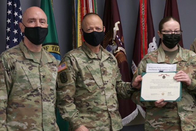 Sgt. 1st Class Jackie Lord, the active duty Career Counselor of the Year, is awarded following a virtual ceremony with the acting secretary of the Army John E. Whitley. This is the second year in a row that Lord has represented Madigan Army Medical Center on Joint Base Lewis-McChord, Washington, in the competition. 