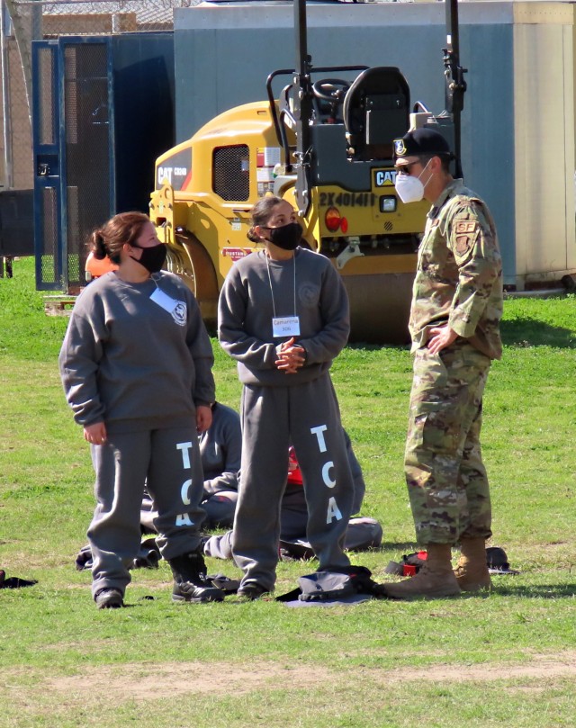 Staff Sgt. Calderon discusses teamwork strategy for physical training event during the acclimation phase at the Texas ChalleNGe Academy in Eagle Lake, Texas. The Texas National Guard Joint Counterdrug Task Force has supported the Texas ChalleNGe...