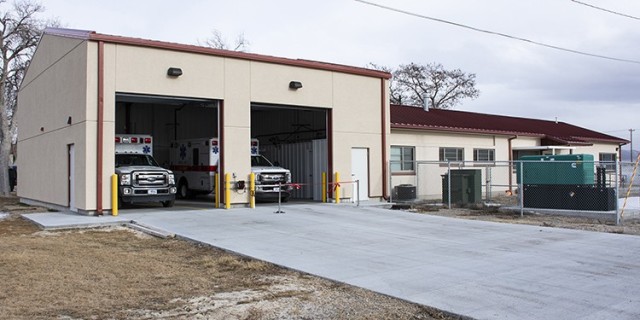 The new 40X40-foot ambulance garage is attached to the ambulance station beside the west parking lot of the command building. “The garage has both heating and cooling to protect the supplies and equipment from extreme temperatures” noted Civil...