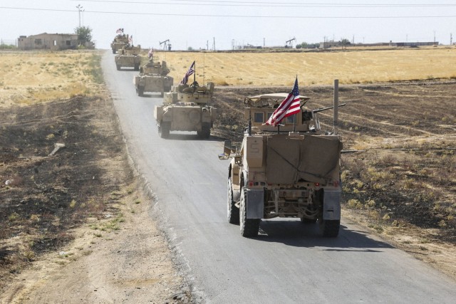 U.S. Army Soldiers conduct convoy operations in northeastern Syria Sept. 27, 2020. The Soldiers are in Syria to support the Combined Joint Task Force-Operation Inherent Resolve (CJTF-OIR) mission. CJTF-OIR remains committed to working by, with and through our partners to ensure the enduring defeat of Daesh. (U.S. Army photo by: Sgt. 1st Class Curt Loter)
