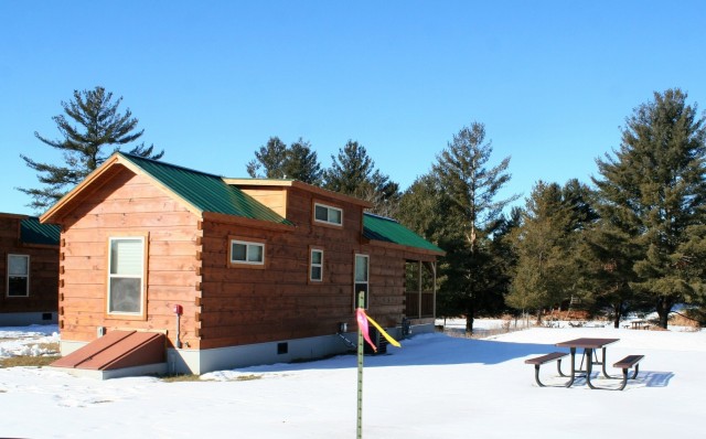 A cabin available for rent is shown Jan. 22, 2021, at Pine View Campground at Fort McCoy, Wis. Pine View Campground is part of Pine View Recreation Area. This area also includes Whitetail Ridge and Sportsman’s Range. The campground is nestled in...