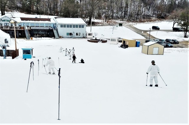 Students in Cold-Weather Operations Course (CWOC) class 21-01 practice skiing Jan. 8, 2021, at Whitetail Ridge Ski Area at Fort McCoy, Wis. Skiing is one of several skills taught as part of the course. The course covers a wide variety of...