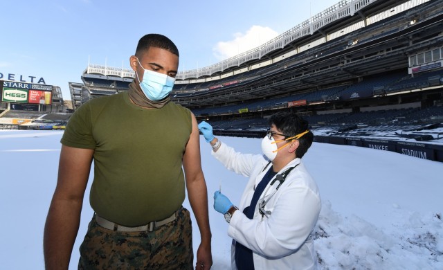 NYNG assists with COVID-19 vaccinations at Yankee Stadium