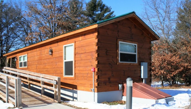 A cabin available for rent is shown Jan. 22, 2021, at Pine View Campground at Fort McCoy, Wis. Pine View Campground is part of Pine View Recreation Area. This area also includes Whitetail Ridge and Sportsman’s Range. The campground is nestled in...