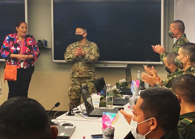 SGT Santi E Salina Bareño, Colombian Army, thanks Ms. Zahily Vazquez, Smith Station High School, and her Foreign Language students for the kind letters and goody bags.
