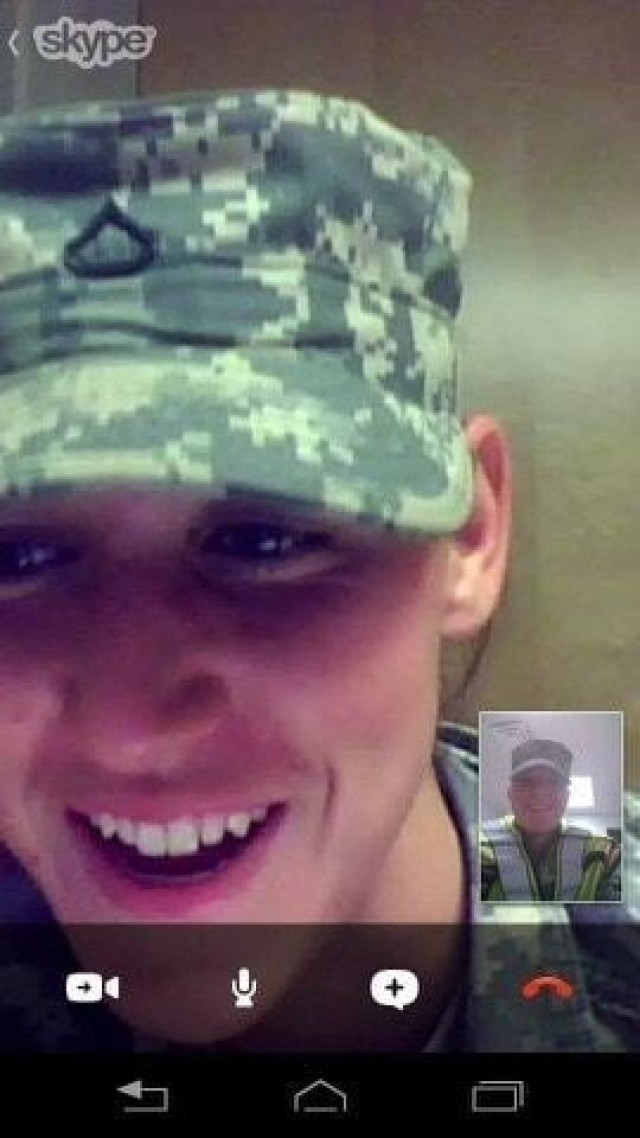 During their time as Military Police, the Licata's video chat to keep the communication going in their relationship. Over the years, Staff Sgt. Alisa Licata and wife, Staff Sgt. Jennifer Licata from the 3rd Cavalry Regiment, Fort Hood, Texas, often video chat while they are separated at work and during deployments. They continue to video chat today to keep their marriage healthy. (Courtesy Photo)