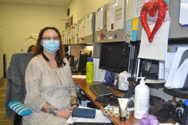 Martin Army Community Hospital Medical Support Assistant Monica Converse fields phone calls in BMACH's call center.