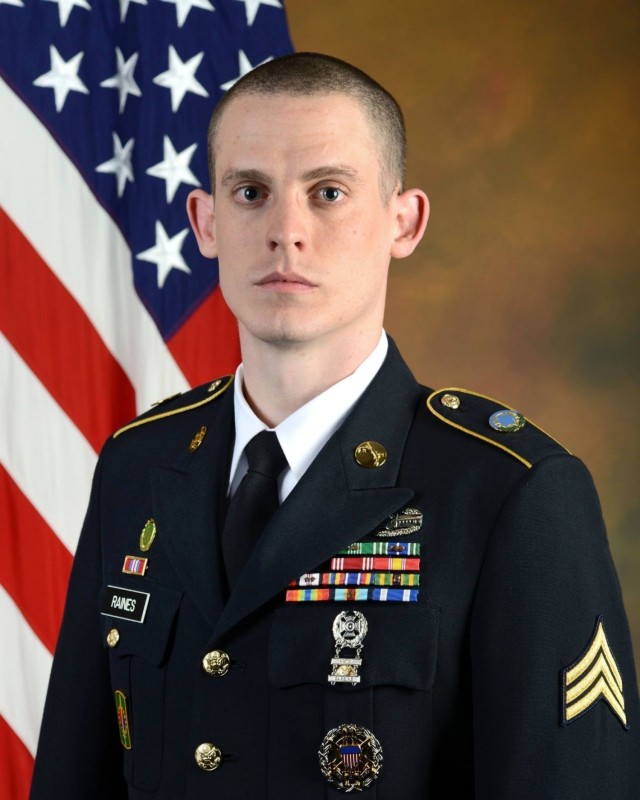 Sgt. 1st Class Michael Raines, a military police Soldier with the 29th Military Police Company, Maryland Army National Guard, poses for a portrait at the Pentagon in Washington D.C. in December 2014. Raines won the noncommissioned officer of the...
