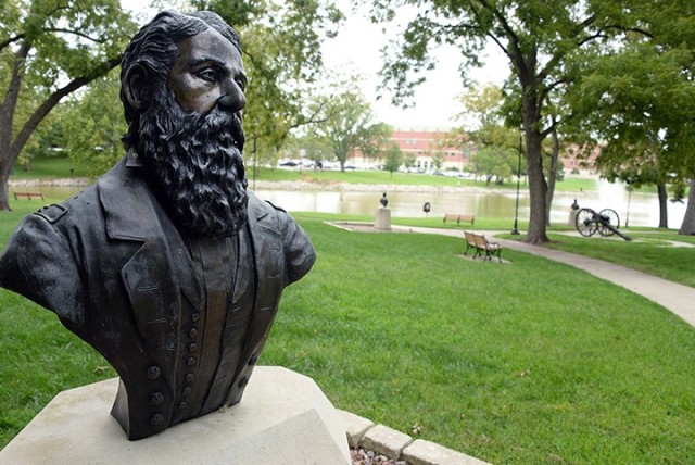 The Circle of Firsts, near the Buffalo Soldier Monument, includes the bust of Brig. Gen. Benjamin Grierson, founder and first commander of the 10th Cavalry Regiment. Photo by Prudence Siebert/Fort Leavenworth Lamp