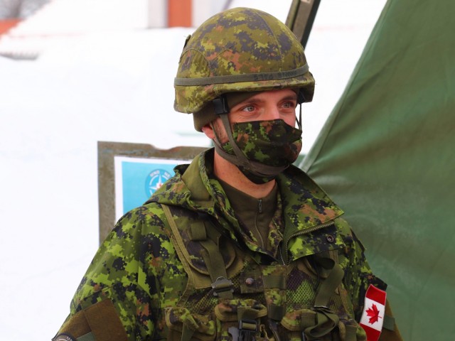 A Canadian Army Soldier assigned to NATO's Multinational Division North East participated in Exercise Amber Bridge Feb. 15 – 19 in Elblag, Poland to improve the headquarters skills in planning military operations.