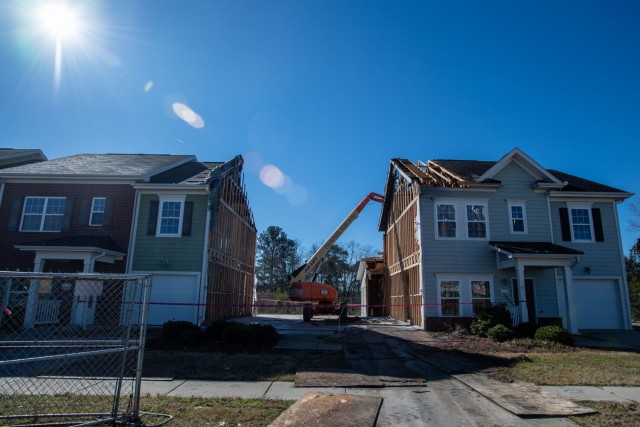 After fire destroyed one unit and damaged three others, contractors expect to be done restoring these units in Fort Jackson housing by July of this year.