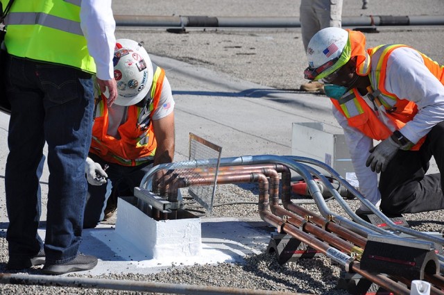 A construction team at Beverly Hospital.