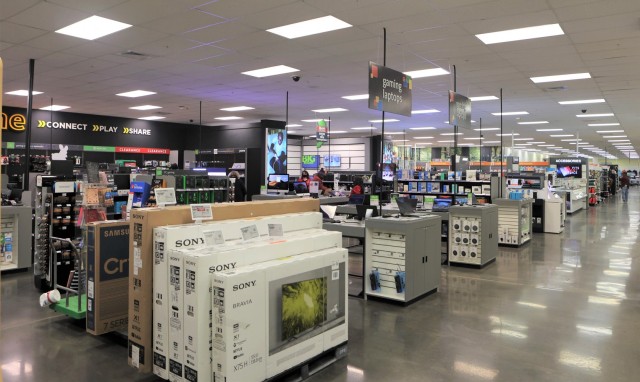 The 3,000 square-foot expansion to the main post Exchange can be seen in the newly renovated electronics department. The new addition, taken from a previous stockroom, allowed for extra room to the shopping floor.