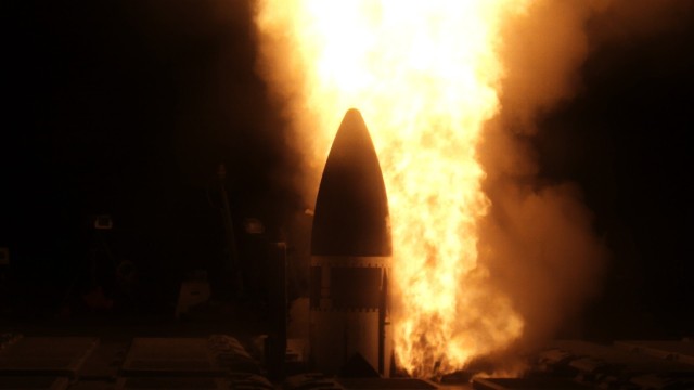 A Standard Missile-3 Block IIA launches from an Aegis Ballistic Missile Defense System-equipped destroyer as part of Flight Test Aegis Weapons System-44, Nov. 17. During FTM-44, members of the Joint Functional Component Command for Integrated...