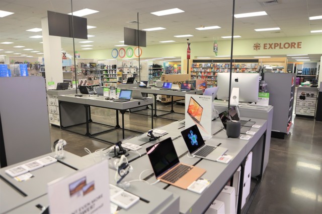 The 3,000 square-foot expansion to the main post Exchange can be seen in the newly renovated electronics department. The new addition, taken from a previous stockroom, allowed for extra room to the shopping floor.