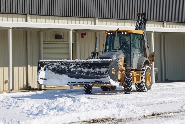 Several trucks bladed roads and parking lots throughout the week to ensure safety for those who had to work or were returning to work under delayed schedules.