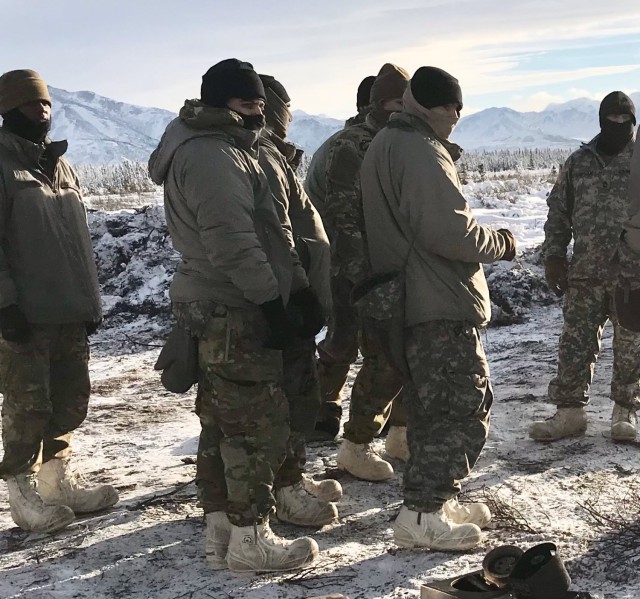 A Role 1 medic from 4th Brigade, 25th Infantry Division, and Master Sgt. David Edwards, ACM-AHS, conduct information collection training on AHS from a line medic, and Role 1 perspective, at Fort Greely, Alaska, February 6-12, 2021, in order to resolve Arctic Warfare gaps, enhance readiness, and inform modernization.