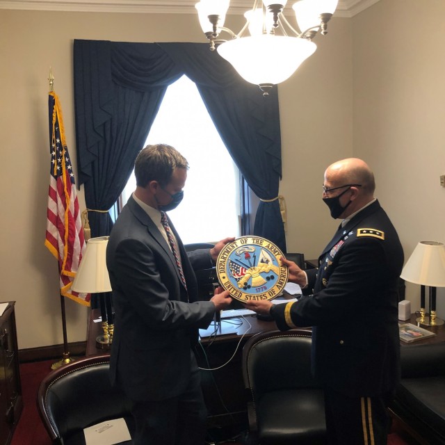LTG L. Neil Thurgood visited Capitol Hill on Feb. 26, 2021 to deliver Army Seals to two new Members of the Utah congressional delegation, including REP Blake Moore (UT-01). 