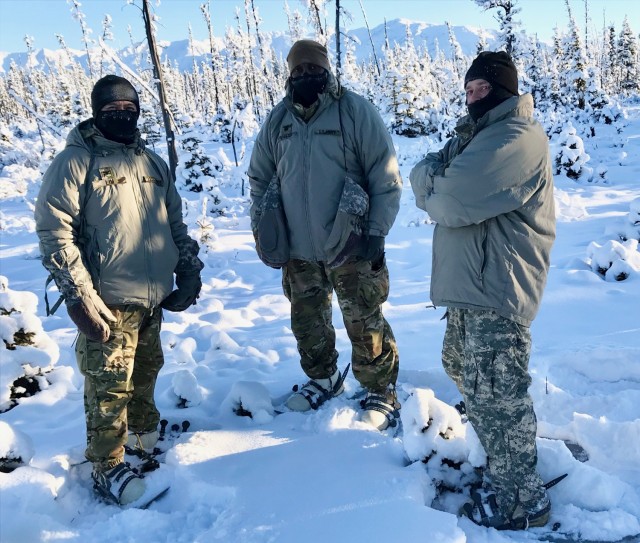 (L-R) Col. Joselito Lim, Lt. Col. Cleve Sylvester, and Master Sgt. David Edwards,  with Army Capability Manager-Army Health System team, provide their expertise during Arctic Warrior 21 at Fort Greely, Alaska, from February 6 to 12 to assess AHS, resolve Arctic Warfare gaps, enhance readiness, and inform modernization.