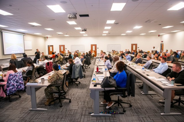 FORT BENNING, Ga. – In a February 2020 photo, members of the Fort Benning workforce, including many civilian employees, attend a training session here. Army civilian employees at Fort Benning who want help with professional and personal development – improving skills, learning new ones, guidance on charting a sound career path – can now turn to Fort Benning&#39;s Workforce Development program, which was set up here last year to foster such development. Also known as the WFD program, it&#39;s geared to rank-and-file employees, supervisors, and non-supervisors who show leadership potential, and uses training classes and other means to aid the workforce. Still in its early stages, the program started its first training sessions last summer and plans to expand those and other services in coming months and years.
