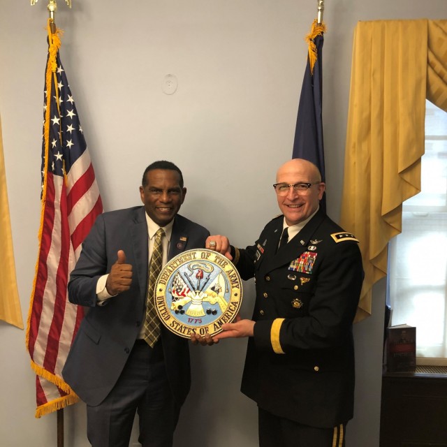 LTG L. Neil Thurgood visited Capitol Hill on Feb. 26, 2021 to deliver Army Seals to two new Members of the Utah congressional delegation, including REP Burgess Owens (UT-04). 