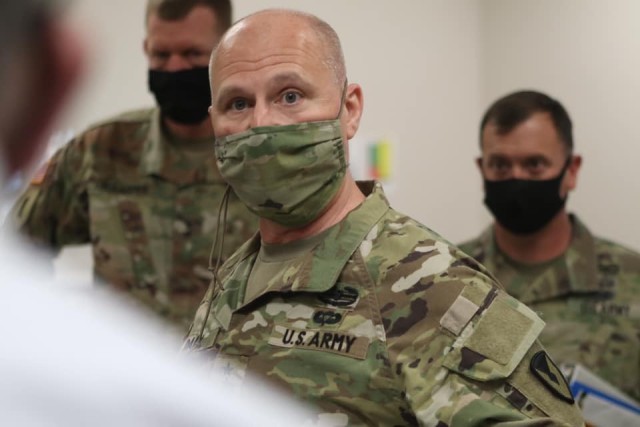 Gen. Edward Daly, Army Materiel Command commanding general, visits post leadership Feb. 24 to discuss the winter storm damage on Fort Sill. ...