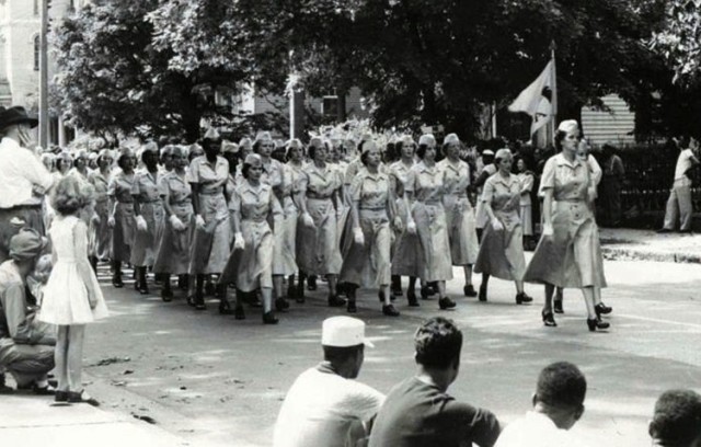 A company of Women’s Army Corps members march in formation down Sycamore Street in Petersburg, Va., in the summer of 1951. The historic and continued contributions of women in America will be recognized during Fort Lee’s annual Women’s History Month observance set for March 18. The program will feature Tracy Bradford, director of the Army Women’s Museum, as its guest speaker. The event will be livestreamed at www.facebook.com/USAALU. (U.S. Army Photo)