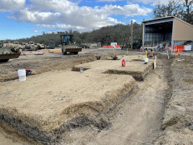 The beginnings of the concrete platform by the Naval Mobile Construction Battalion 5 based at Port Hueneme, California. Photo by Maj. Christopher Lauff, FHL HHC commander.