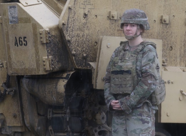 U.S. Army 1st Lt. Amber Withrow is an infantry officer assigned to the 3rd Battalion, 15th Infantry Regiment, 2nd Armored Brigade Combat Team, 3rd Infantry Division, at Fort Stewart, Georgia. She has served as a platoon leader for a Bradley Fighting Vehicle platoon and is currently serving as an assistant S3. Withrow, a Corona, California native, graduated from Corona High School in 2012. She earned a bachelor's degree in legal studies at The United States Military Academy in 2018. Withrow is currently working to get her master’s degree in forensic psychology from Arizona State University. “I originally enlisted to go to college, but I stayed because I enjoyed it. I decided to become an officer because I wanted to improve the lives and experiences of my fellow Soldiers. I was fortunate to have great leaders and I wanted to be that for my peers.” (U.S. Army photo by Spc. Daniel Thompson)