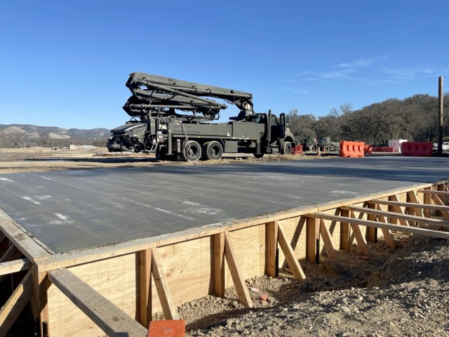 The finished concrete platform by the Naval Mobile Construction Battalion 5 based at Port Hueneme, California. Photo by Maj. Christopher Lauff, FHL HHC