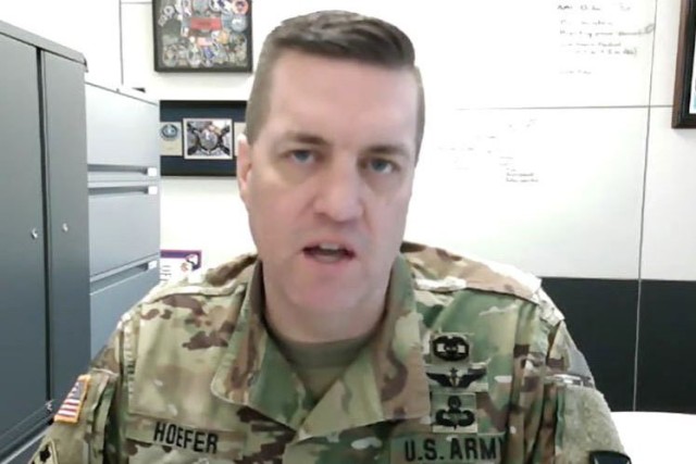 Col. Matthew Hoefer, Army Materiel Command, Command Surgeon, joined the TACOM Virtual Town Hall on Mar. 10 from his office at Redstone Arsenal, Alabama.  He helped explain the effectiveness of the vaccine, and attempted to dispel any misinformation about the vaccine.