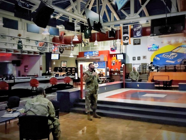 Garrison Commander Col. Michael Poss gives opening remarks during the 2021 Army Emergency Relief Campaign Breakfast on Feb. 25, 2021, at Fort McCoy, Wis. The breakfast helped begin the 79th fundraising campaign for Army Emergency Relief, or AER....