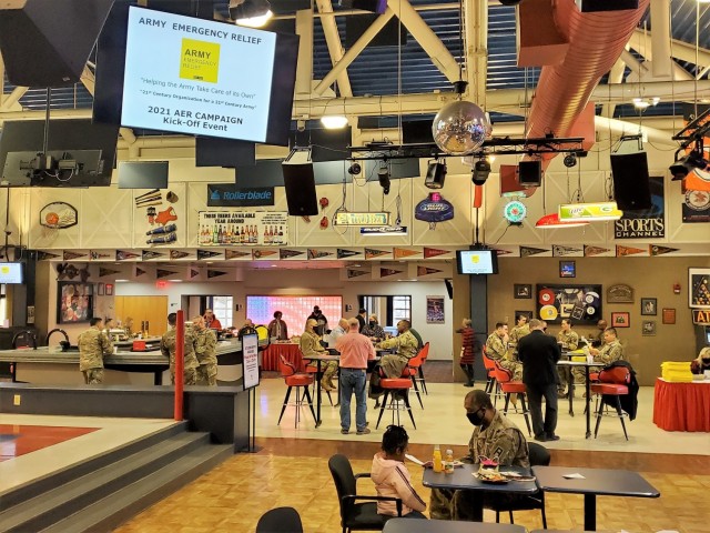 Fort McCoy workforce and community members participate in the 2021 Army Emergency Relief Campaign Breakfast on Feb. 25, 2021, at Fort McCoy, Wis. The breakfast helped begin the 79th fundraising campaign for Army Emergency Relief, or AER. The AER...