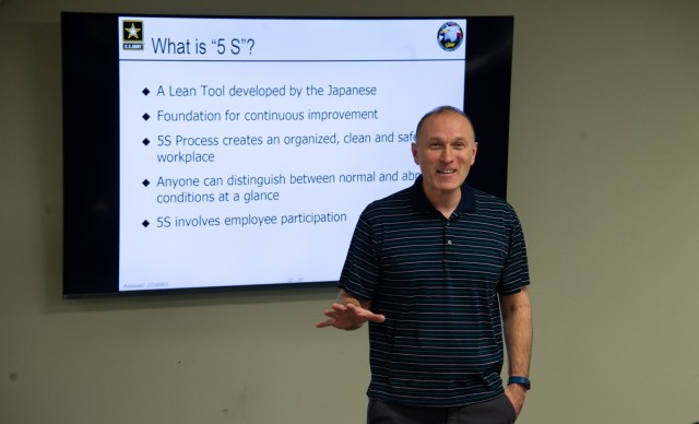 Garrison Deputy Commander Lt. Col. Alexander Carter teaches a Lean Six Sigma class March 2, 2021, at Fort McCoy, Wis. This training is part of a broader garrison initiative to develop its workforce by educating and training them with tools and...