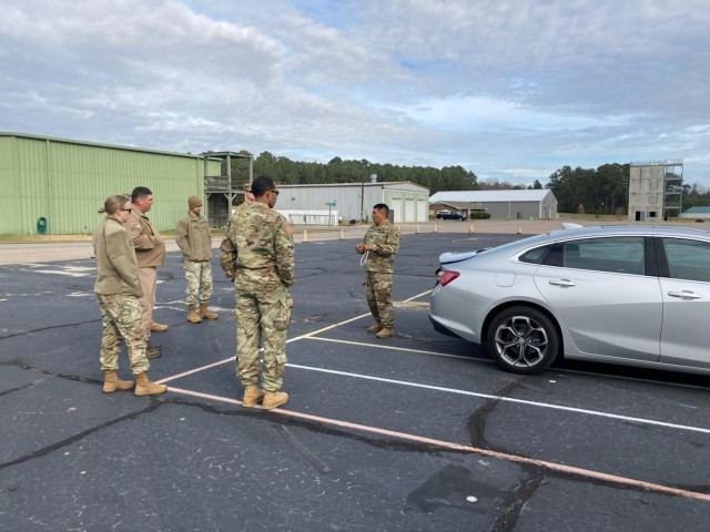 U.S. Army Soldiers assigned to Army Security Assistance Command's subordinate unit, the Security Assistance Training Management Organization, or SATMO, prepare to train in evasive driving maneuvers during the Foreign Affairs Counter Threat course,...