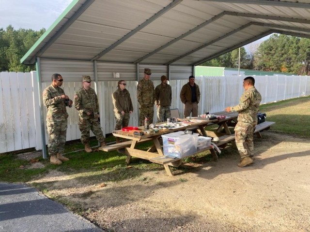 U.S. Army Soldiers assigned to Army Security Assistance Command's subordinate unit, the Security Assistance Training Management Organization, or SATMO, attend the Foreign Affairs Counter Threat course, held at Fort Bragg, NC, Dec. 2020. The course...