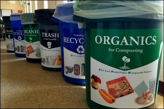 New signage on waste containers, in utility rooms and on exterior doors leading to dumpsters, as well as expansion to the new Arden Hills Army Training Site division headquarters building, are all current initiatives to achieve 75% waste diversion...