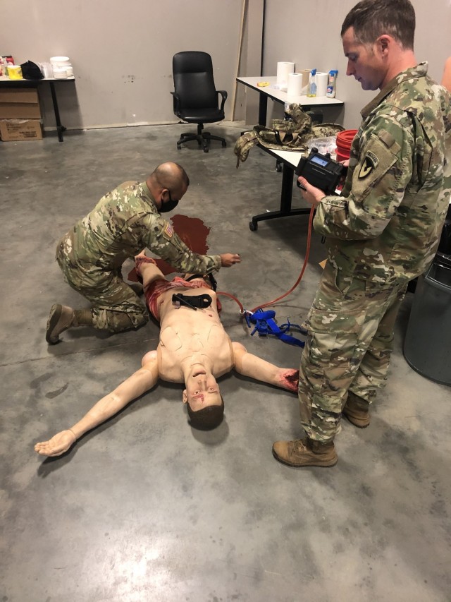 Soldiers from the Security Assistance Training Management Organization, train on medical mannequins as part of their training to prepare for deployment overseas. These soldiers were participating in the only Army-led Foreign Affiars Counter Threat...