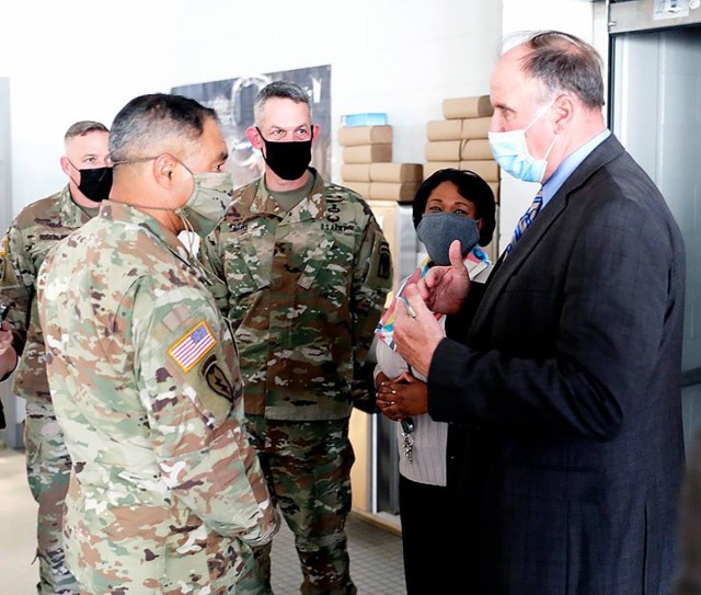 Gen. Michael X. Garrett, commanding general of United States Army Forces Command (left), Brig. Gen. David S. Doyle, Joint Readiness Training Center and Fort Polk commanding general (middle), Col. Ryan K. Roseberry Fort Polk garrison commander (far...