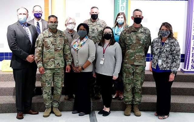 James Williams, Vernon Parish School Superintendent, Mike Kay, Vernon Parish Assistant Superintendent, Gen. Michael X. Garrett, commanding general of United States Army Forces Command, Anne Smith, Parish School Board Elementary curriculum...