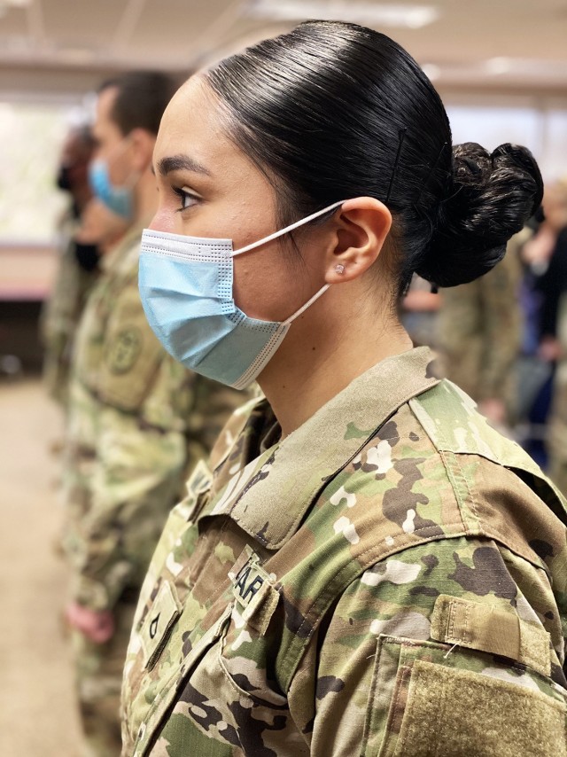 Pfc. Elizabeth Mantlo, graduated as a medical laboratory technician Mach 4 at a ceremony held at Fort Polk’s Bayne-Jones Army Community Hospital.