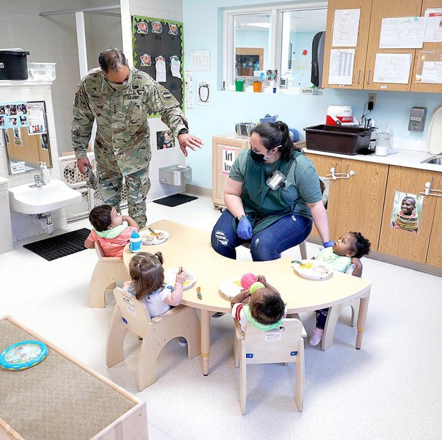 Gen. Michael X. Garrett, commanding general, U.S. Army Forces Command, visits one of Fort Polk’s child development centers. Garrett visited the Joint Readiness Training Center and Fort Polk to observe quality of life issues. In addition to the...