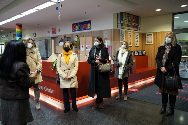 Child and Youth Services Coordinator Liwliwa Markey leads the guided tour through the Netzaberg CYS complex, March 11, 2021. To accommodate services within a COVID-19 environment, operations and plans were approved to meet the risk mitigation...