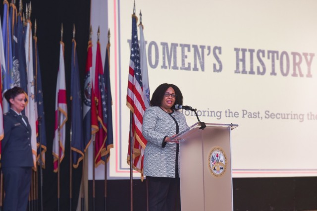 Fort Hamilton hosts their annual Women’s History Month observance to celebrate the contributions and accomplishments of women, both historically and in today’s society, at the post theater on Fort Hamilton, N.Y., March 12. 2021. Assembly member Mathylde Frontus is the guest speaker. (U.S. Army photo)